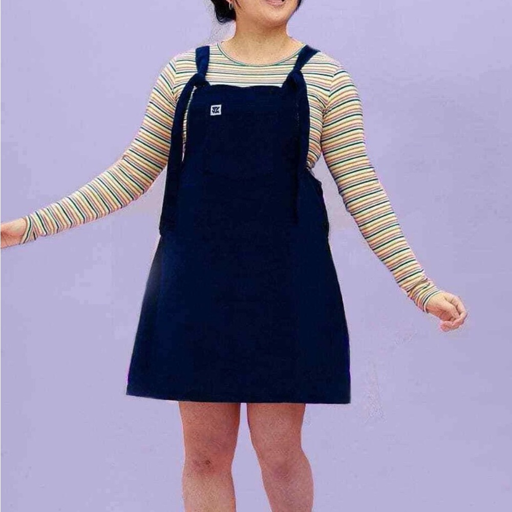 Lucy and Yak Blue Corduroy Overall Dress